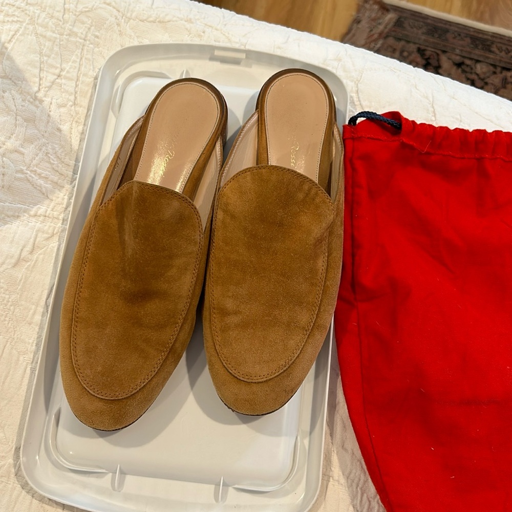 Gianvito Rossi Suede Slide Mules - Chestnut Brown